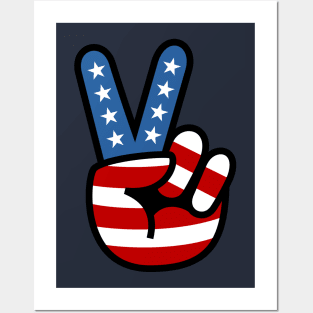 Peace Love Hand USA Flag Solid Posters and Art